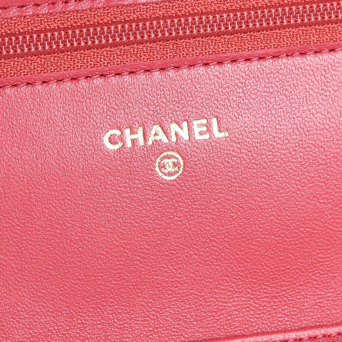 Lambskin Quilted Wallet On Chain WOC Pink