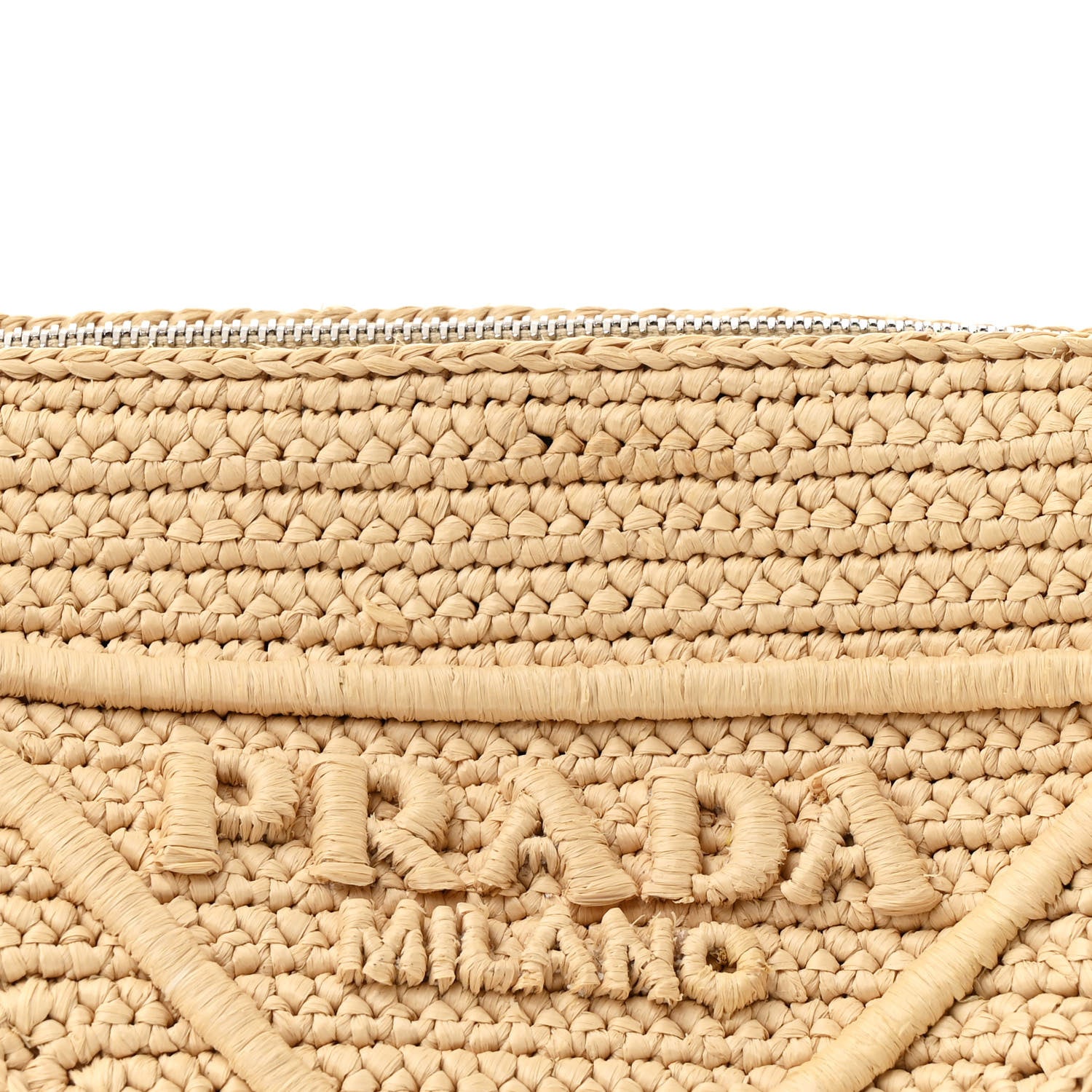 Prada Yarn Raffia Effect Crochet Triangle Shoulder Bag Naturale 9 of 11