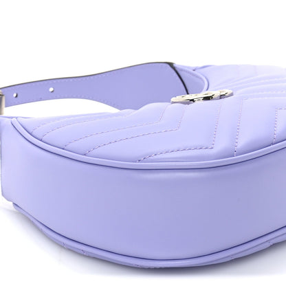 Gucci Calfskin Matelasse Mini GG Marmont Half Moon Hobo  Lapis 7 of 8