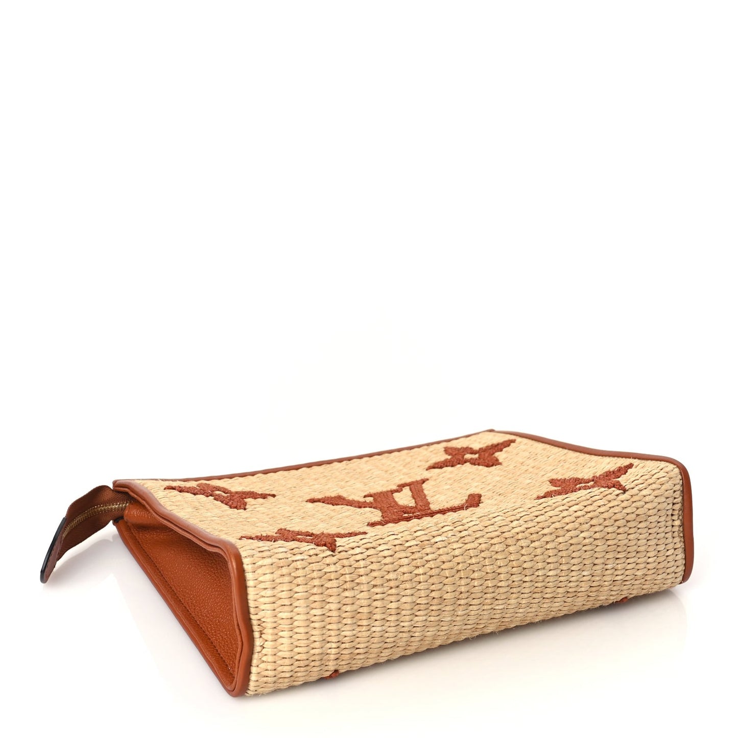 Raffia Monogram Giant Toiletry Pouch 26 Tan