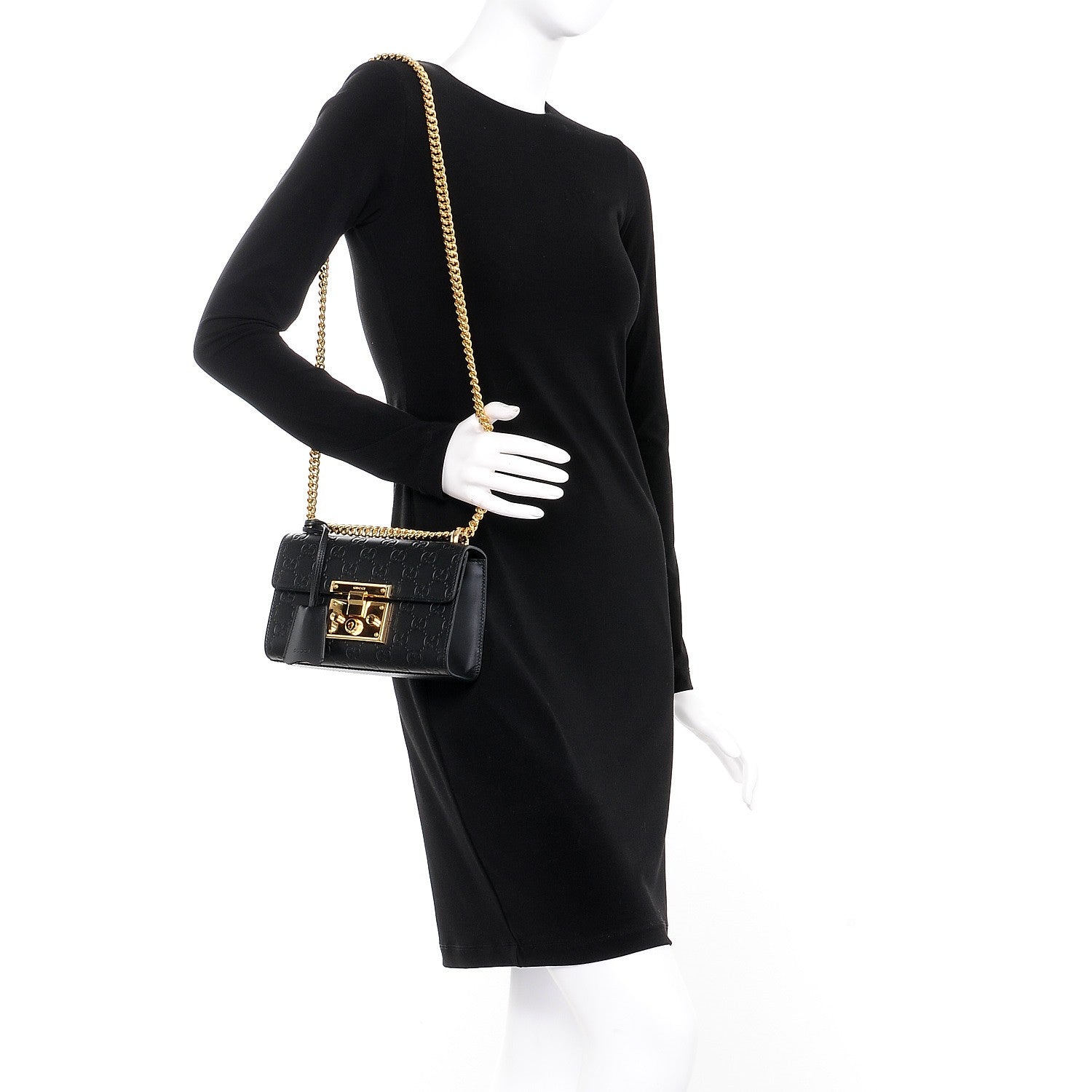 Gucci Guccissima Small Padlock Shoulder Bag Black 2 of 8