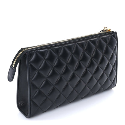 Chanel Lambskin Quilted Small Zipped Pouch  Black 4 of 7