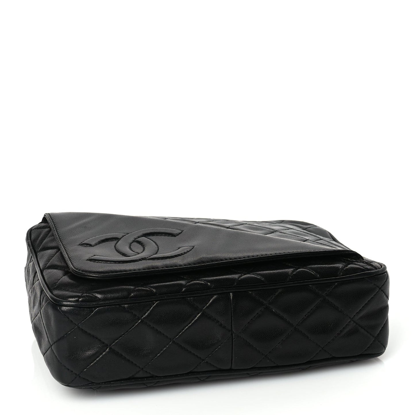 Lambskin Quilted CC Tassel Flap Camera Case Black