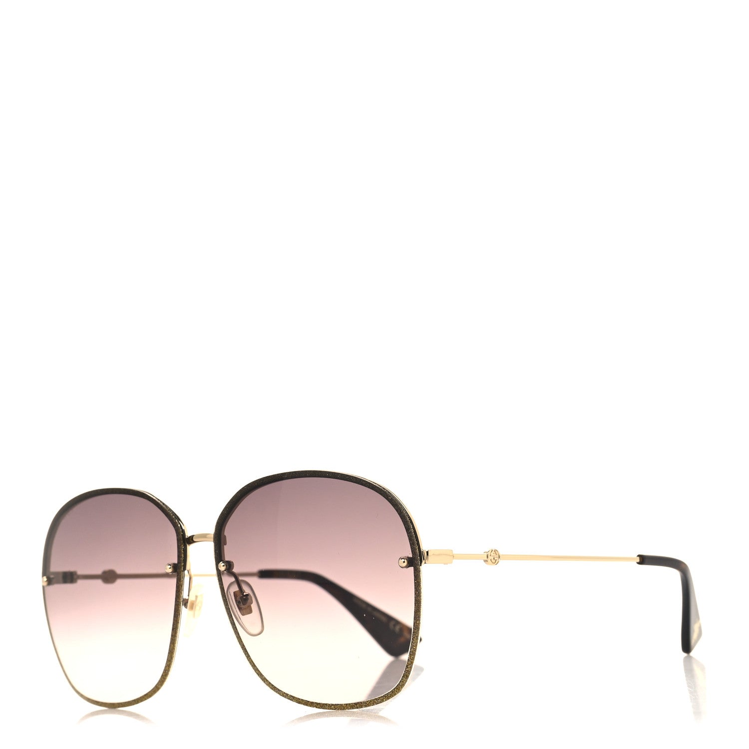 Gucci Square Frame Sunglasses GG0228S Gold 1 of 8