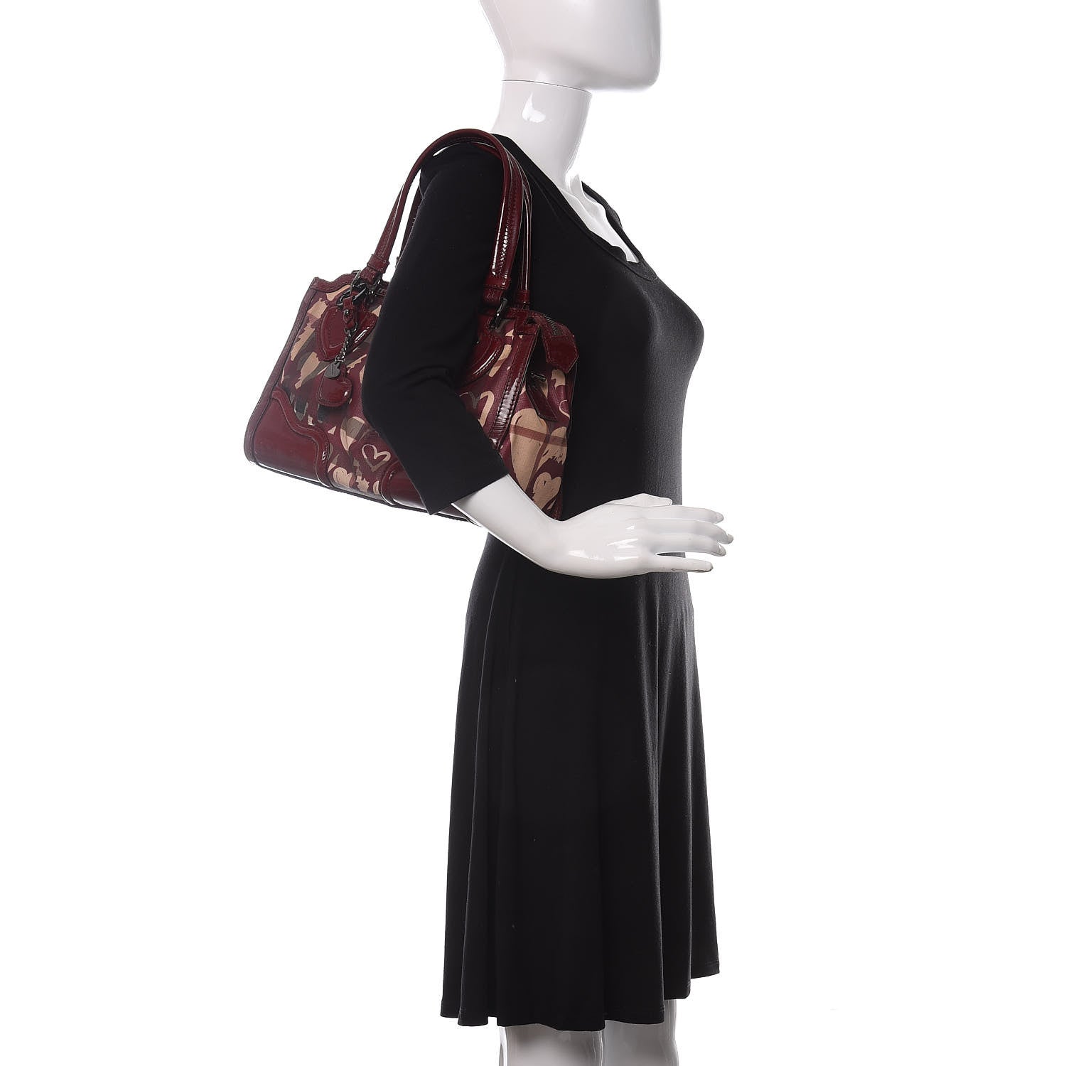 Burberry Nova Check Heart Print Pilgrim Satchel Berry 2 of 19
