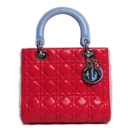 Christian Dior Lambskin Cannage Medium Tri-Color Lady Dior Red 1 of 9