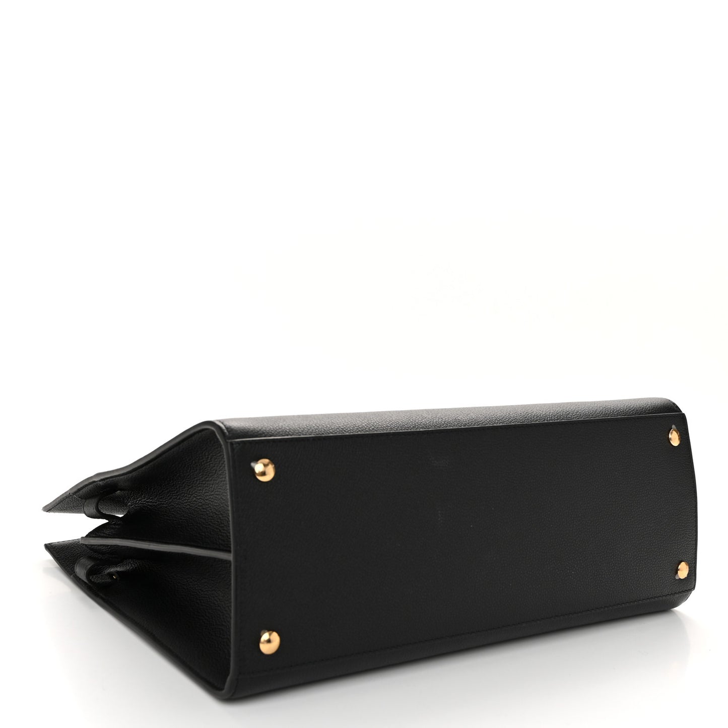 Grainy Calfskin Large Title Tote Black