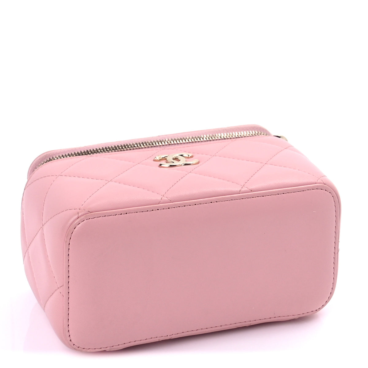 Lambskin Resin Elegant Chain Vanity Case Pink