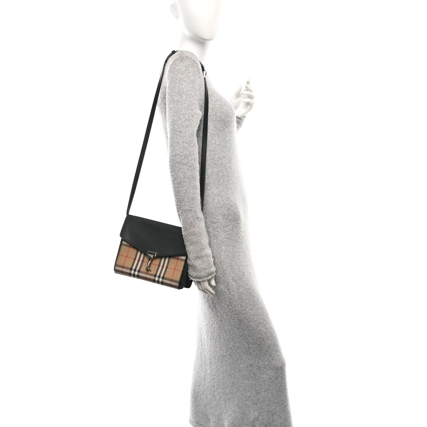 Burberry Derby Calfskin Vintage Check Small Macken Crossbody Bag Black 2 of 7