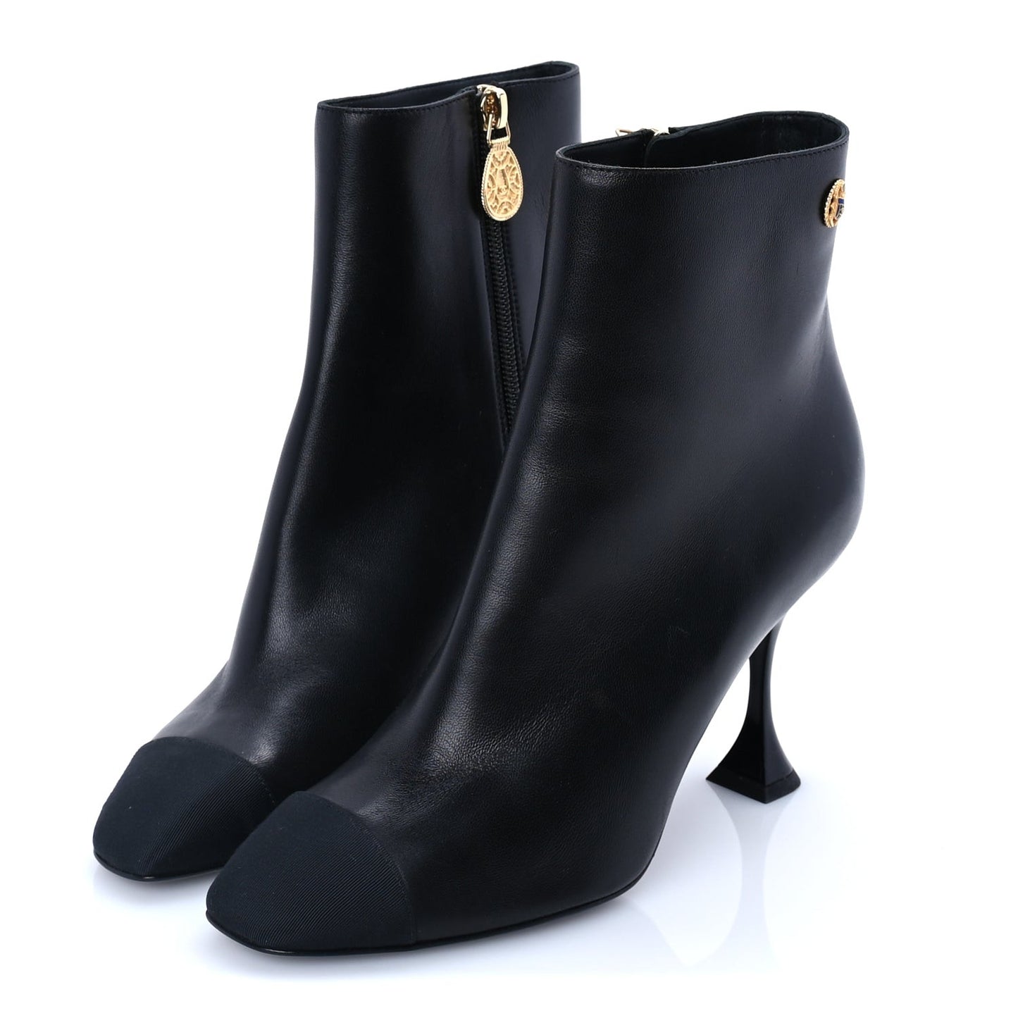 Calfskin Cap Toe Ankle Boots 37