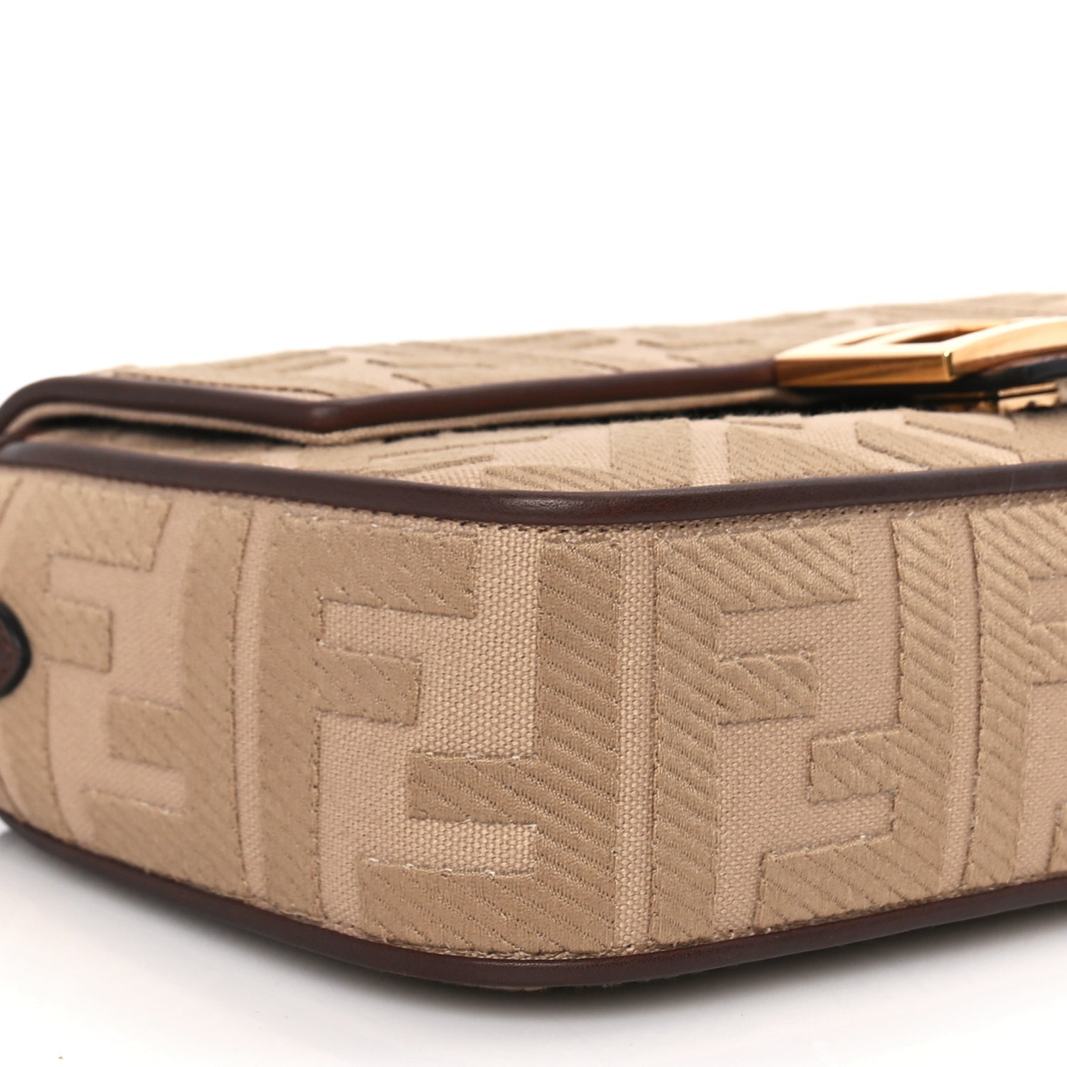 Fendi Sardinian Jacquard Vitello King FF 1974 Embroidered Baguette Sand Ghianda 7 of 9