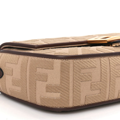 Fendi Sardinian Jacquard Vitello King FF 1974 Embroidered Baguette Sand Ghianda 7 of 9