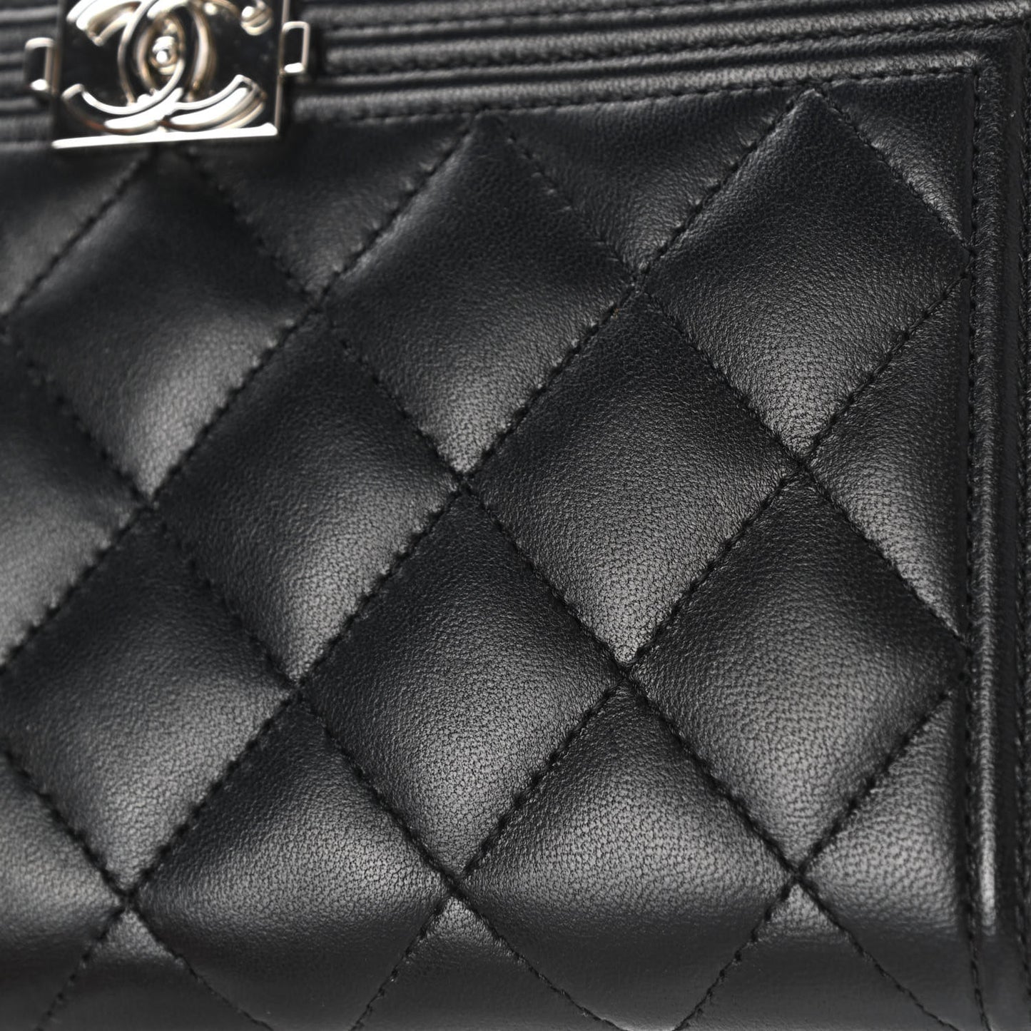 Lambskin Quilted Boy Zip Around Wallet Black