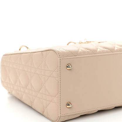 Christian Dior Lambskin Cannage Medium Lady Dior Beige 8 of 10
