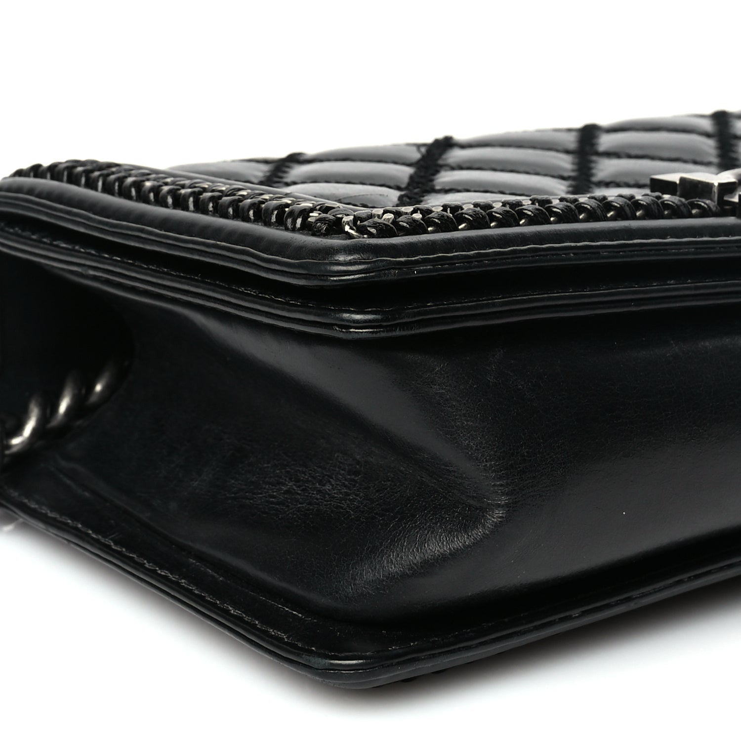 Chanel Goatskin Quilted Medium Boy Top Handle Flap Black 8 of 9