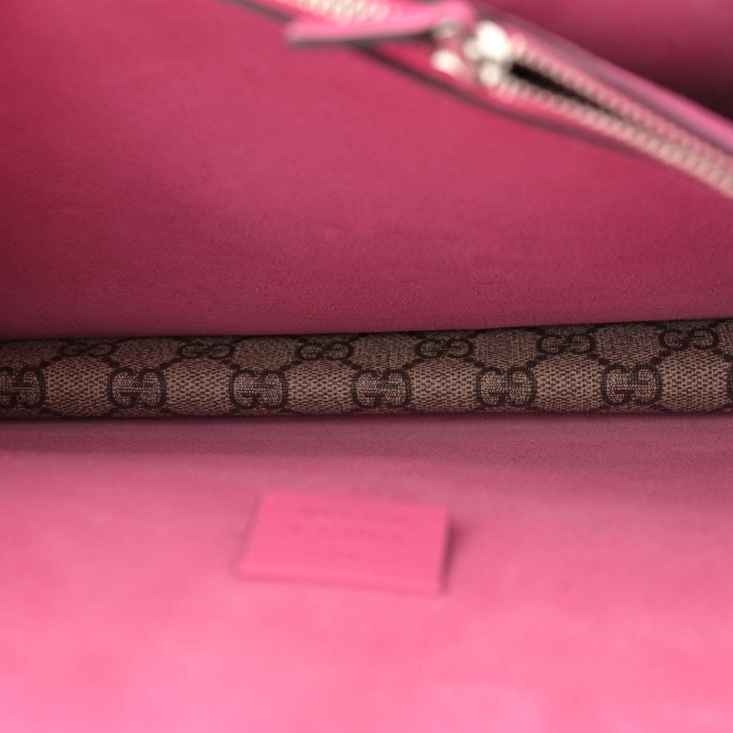 Gucci GG Supreme Monogram Suede Pierced Heart Embroidered Medium Dionysus Shoulder Bag Beige Ebony Pink Tropical Flower 6 of 16