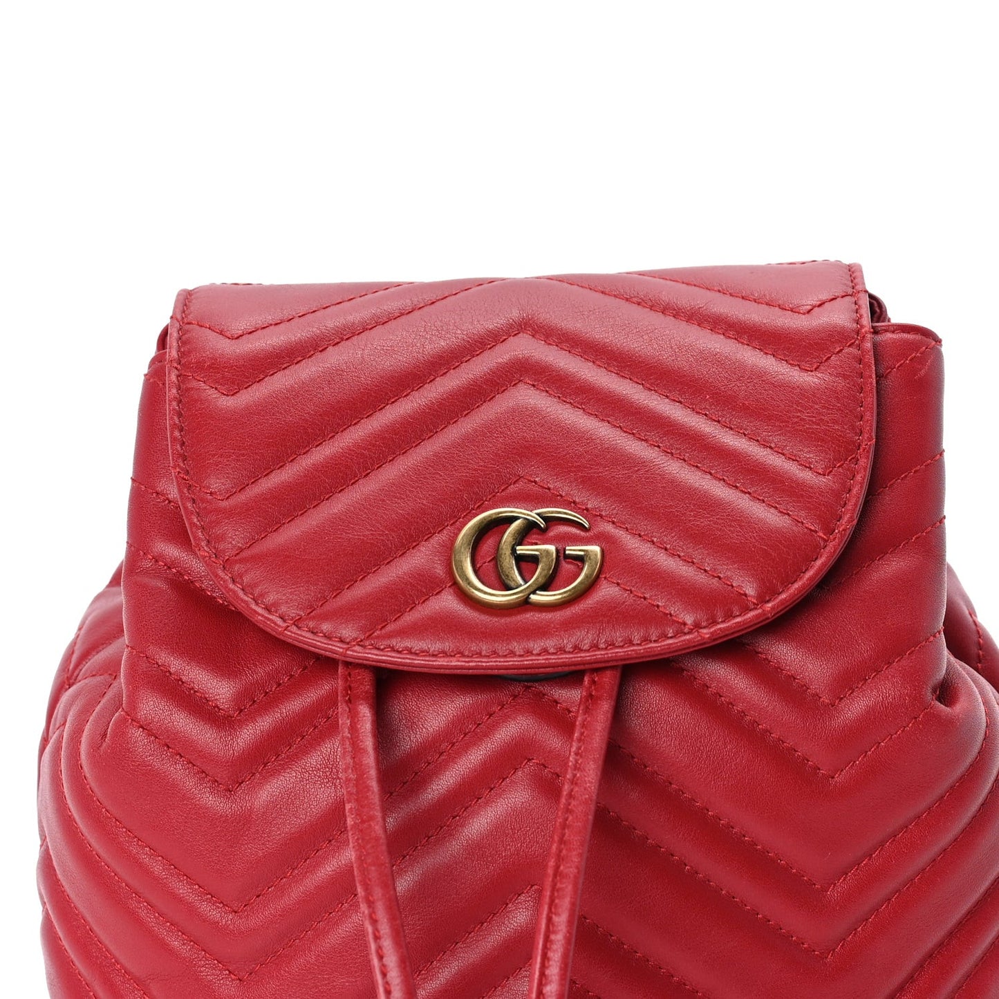 Calfskin Matelasse GG Marmont Flap Backpack Hibiscus Red