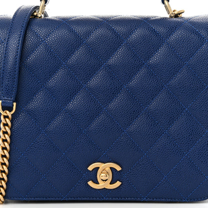Chanel Caviar Large Carry Around Flap Bag Blue 8 of 11