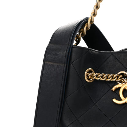 Chanel Calfskin Quilted Small On My Shoulder Drawstring Bag Blue 12 of 13