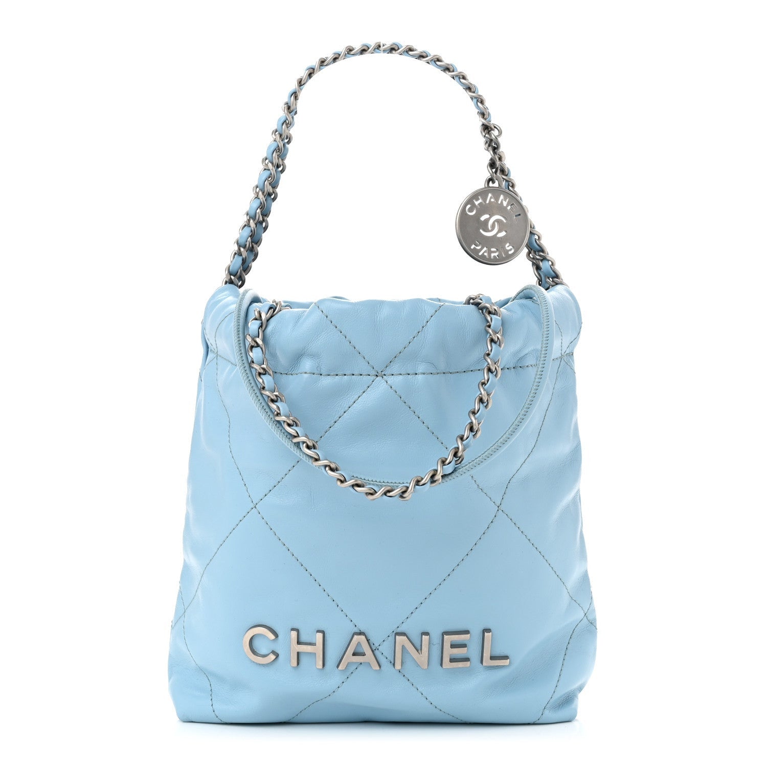 Chanel Shiny Calfskin Quilted Mini 22 Light Blue 1 of 7