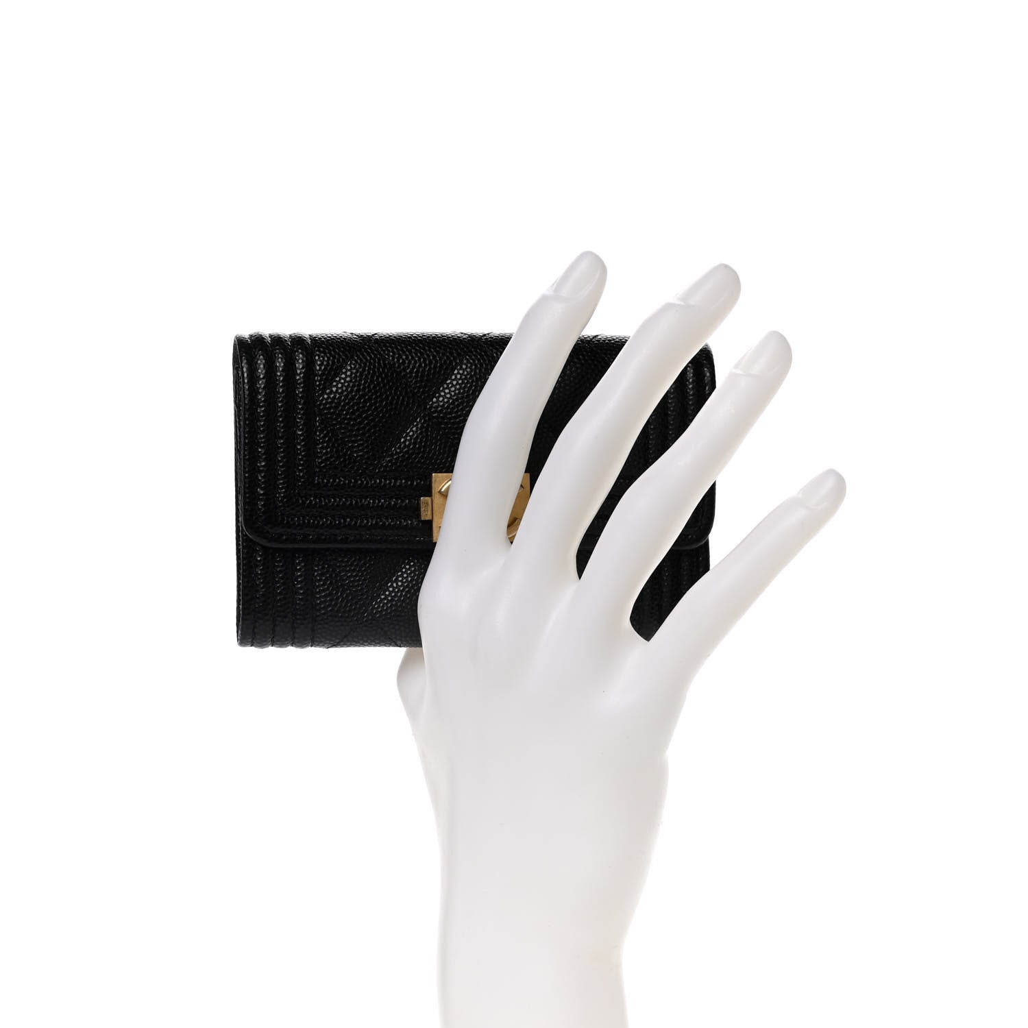 Chanel Caviar Quilted Boy Flap Card Holder Black 2 of 8