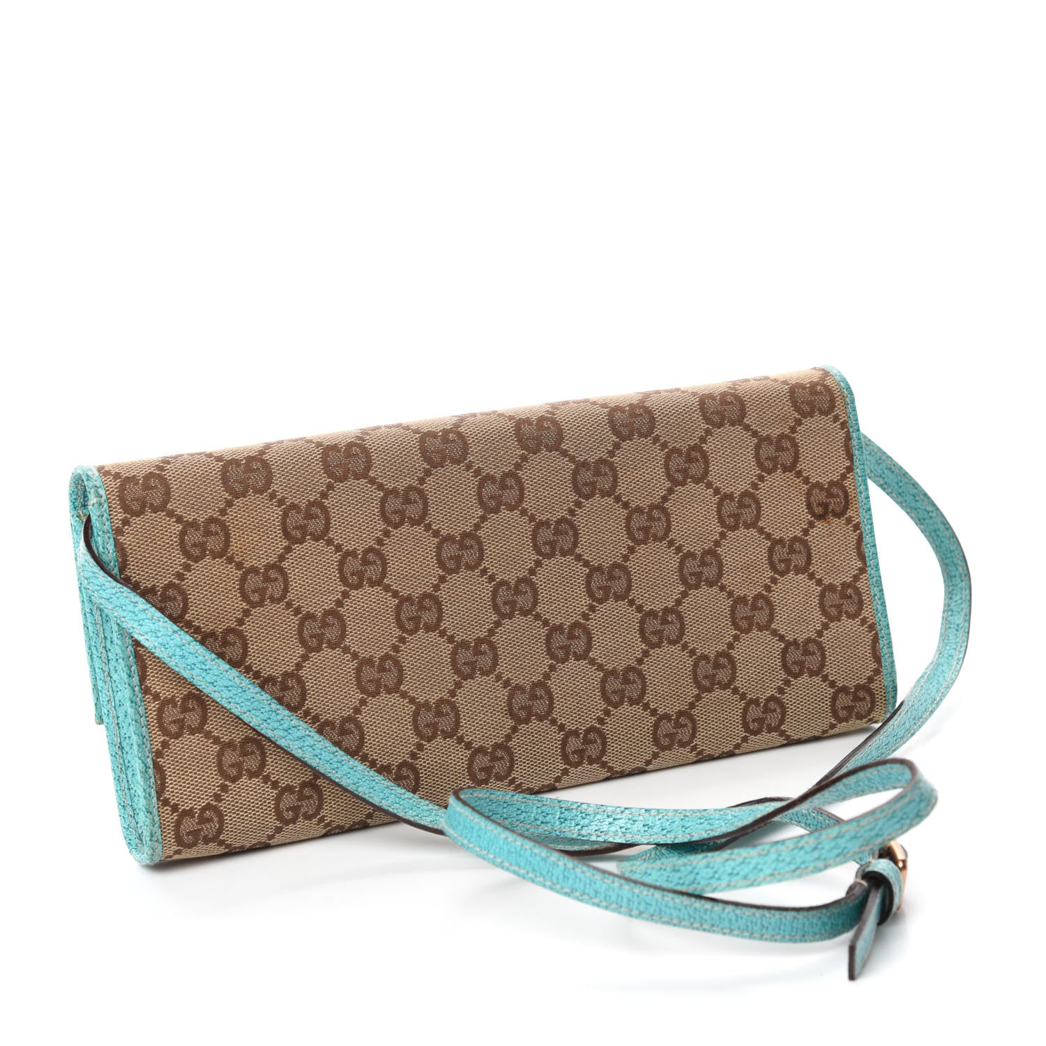 Gucci Monogram Bamboo Bar Clutch Turquoise 3 of 11