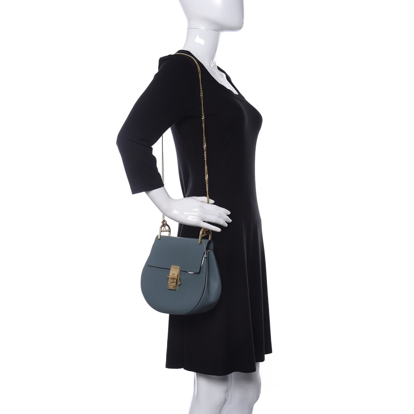 Grained Lambskin Drew Shoulder Bag Cloudy Blue