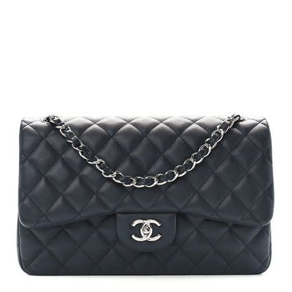 Chanel Caviar Quilted Jumbo Double Flap Navy Blue 1 of 12