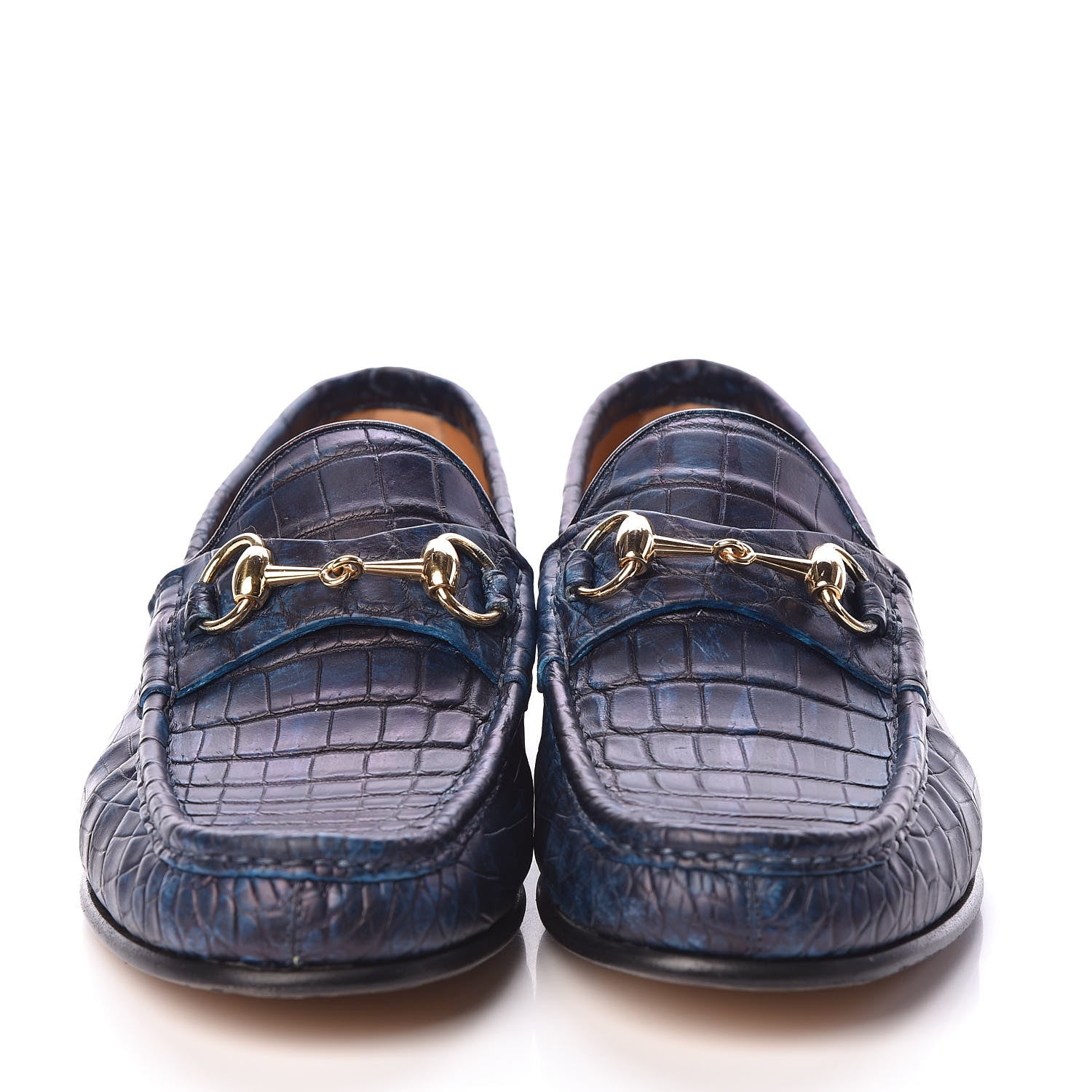Gucci Crocodile Womens 1953 Horsebit Loafers 4.5 Blue 2 of 8