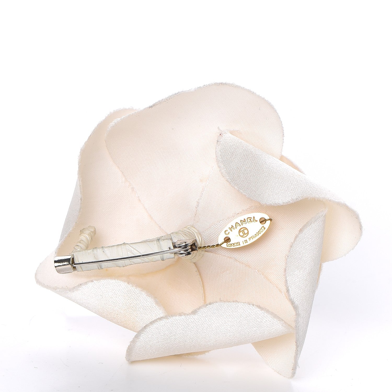 Chanel Silk Taffeta Camellia Brooch Pin White 5 of 5