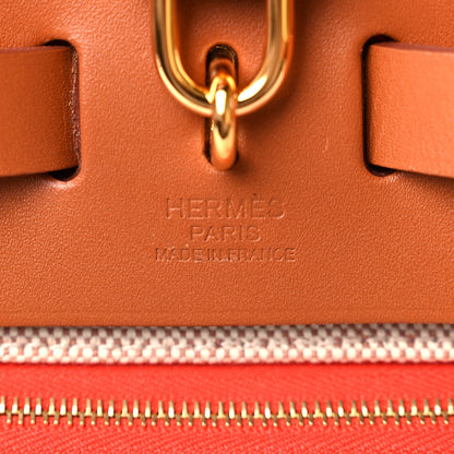 Hermes Toile H Berline Vache Hunter Herbag Zip 31 PM Capucine Fauve 6 of 9