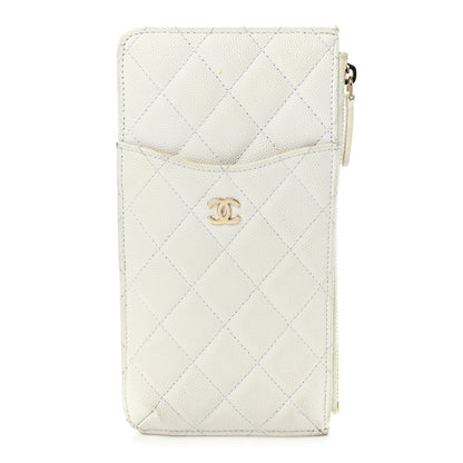 Chanel Caviar Quilted Classic Flat Wallet Pouch White 1 of 17
