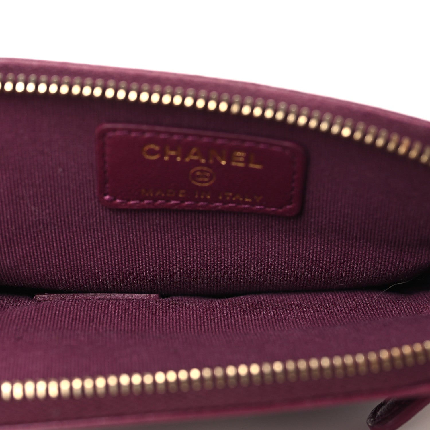 Chanel Lambskin Quilted Zip Card Holder Wallet Dark Purple 5 of 9