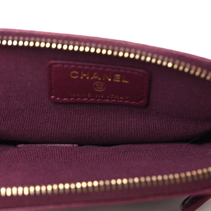 Chanel Lambskin Quilted Zip Card Holder Wallet Dark Purple 5 of 9