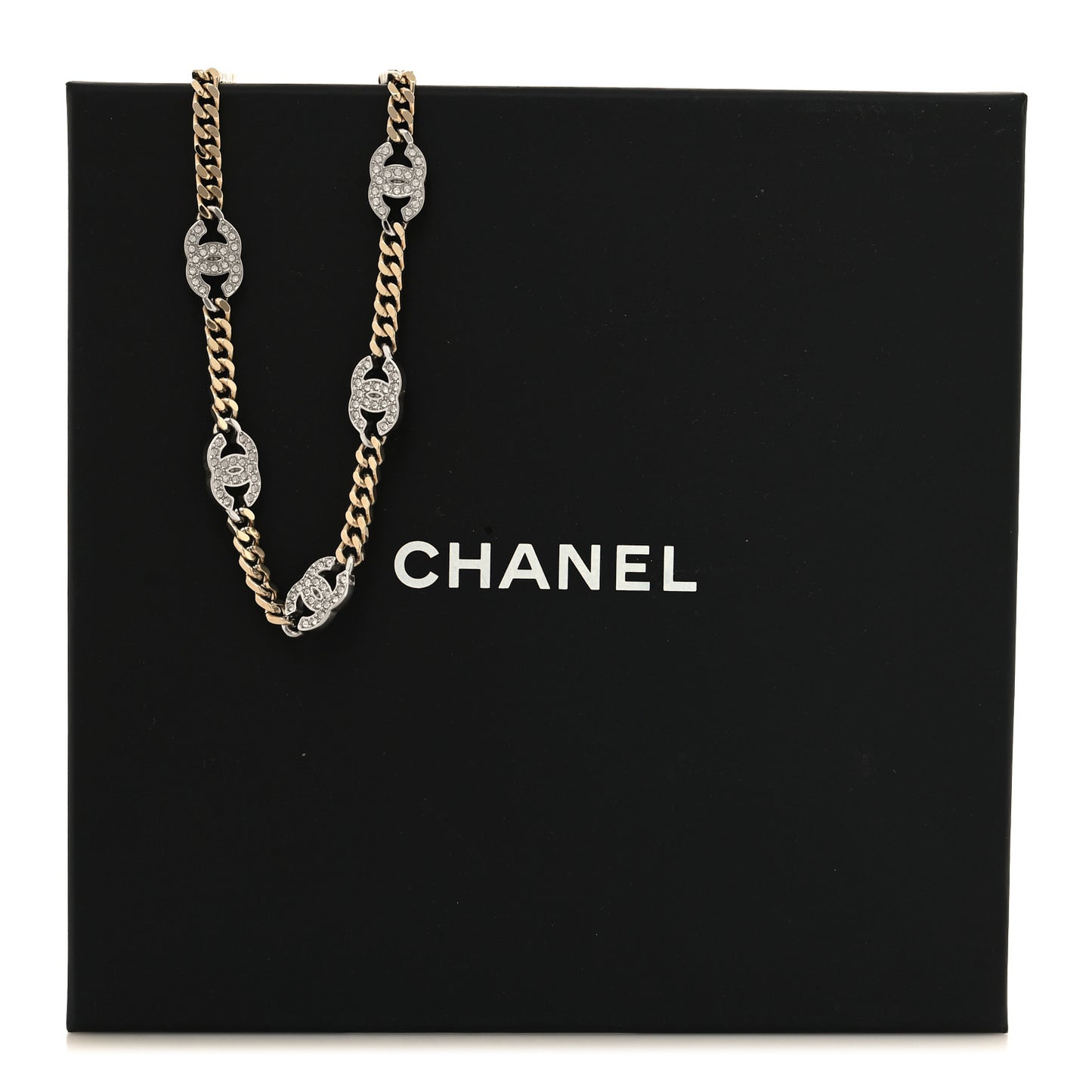 Crystal Chain CC Necklace Gold Silver