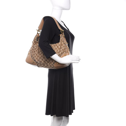 Gucci Monogram Medium Jockey Hobo Beige 3 of 14