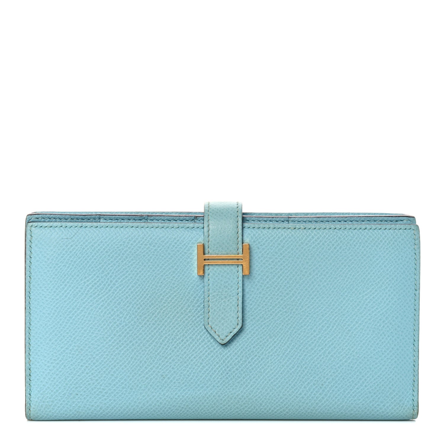 Hermes Epsom Bearn Gusset Wallet Bleu Atoll 1 of 15