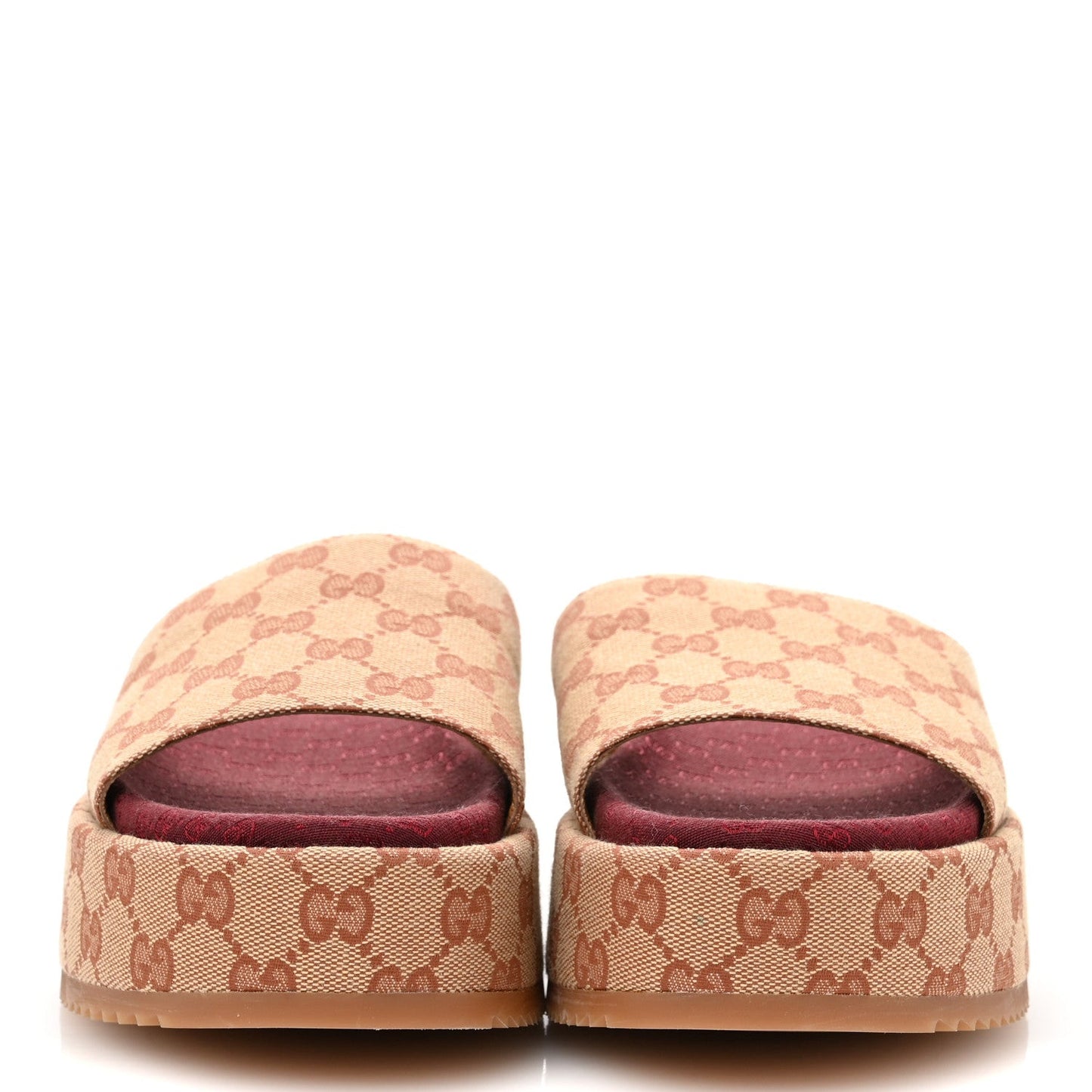 Canvas GG Monogram Angelina Platform Slide Sandals 40 Beige Ruggine