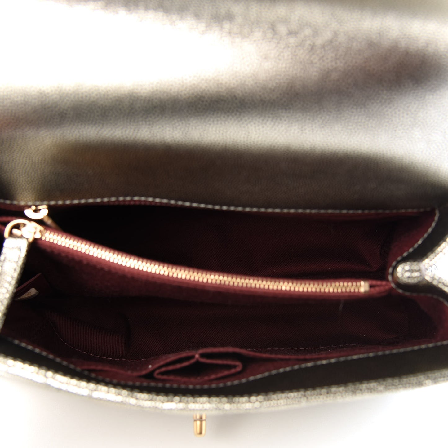 Metallic Caviar Quilted Small Coco Handle Flap Silver