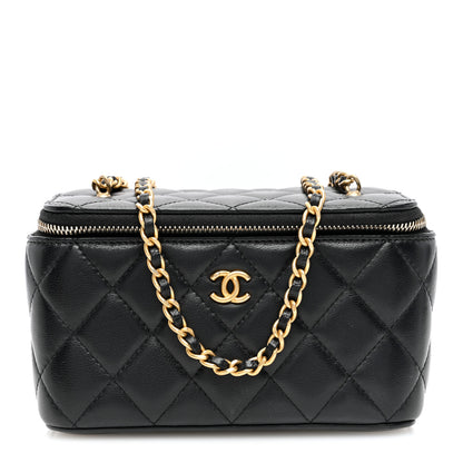 Chanel Lambskin Quilted Pearl Crush Small Vanity Case With Chain Black 1 of 11