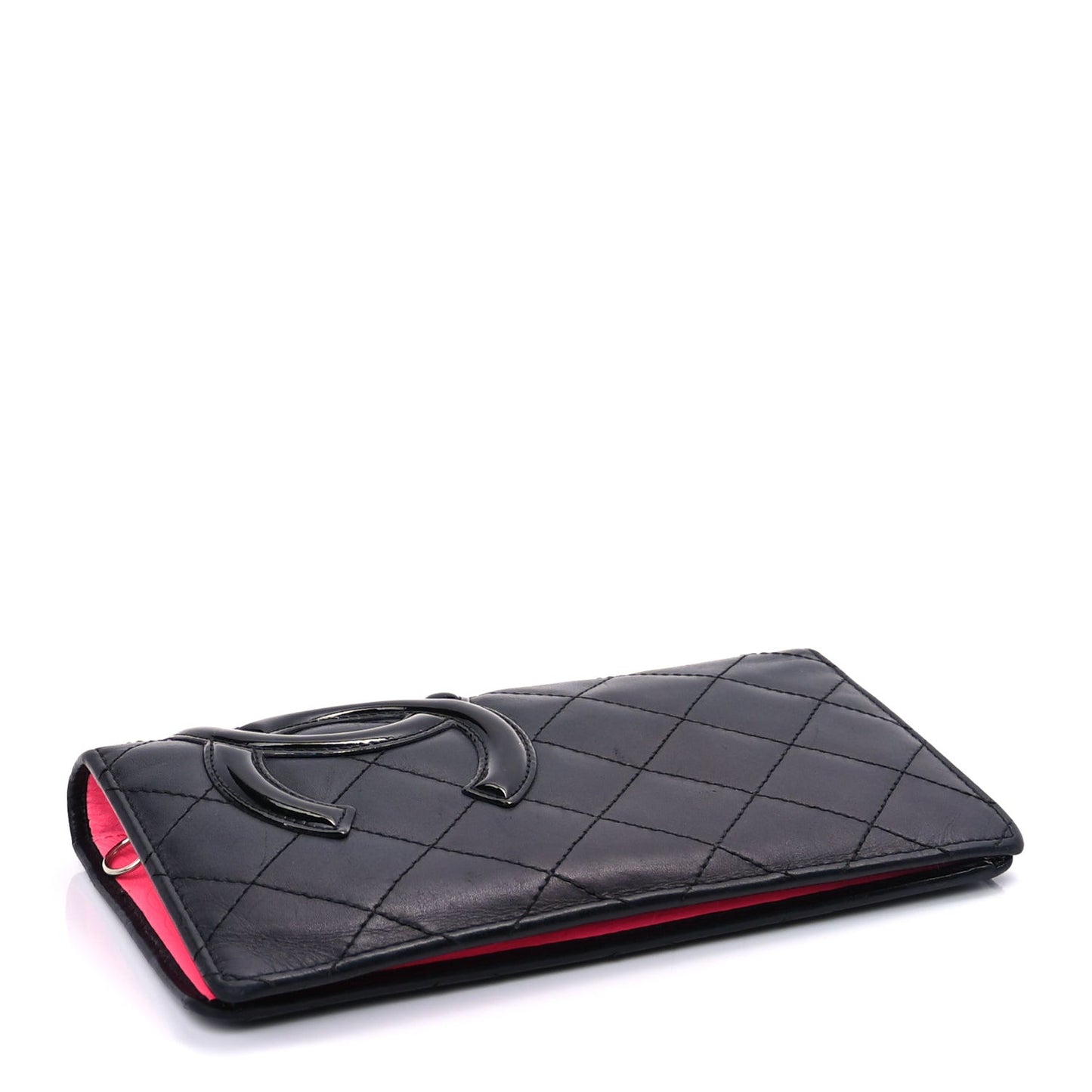 Calfskin Quilted Cambon Yen Wallet Black