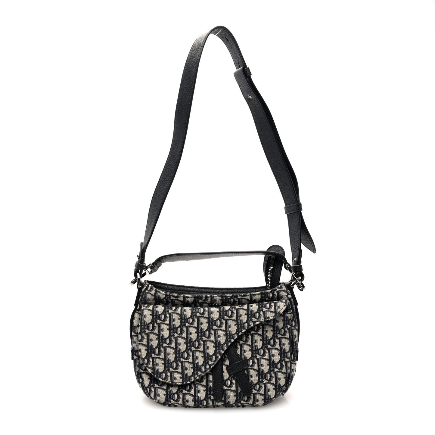 Oblique Mini Soft Saddle Bag Beige Black