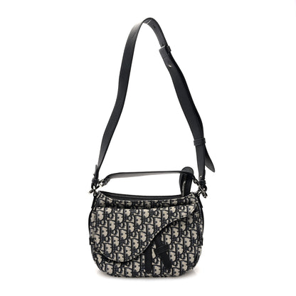 Christian Dior Oblique Mini Soft Saddle Bag Beige Black 1 of 8
