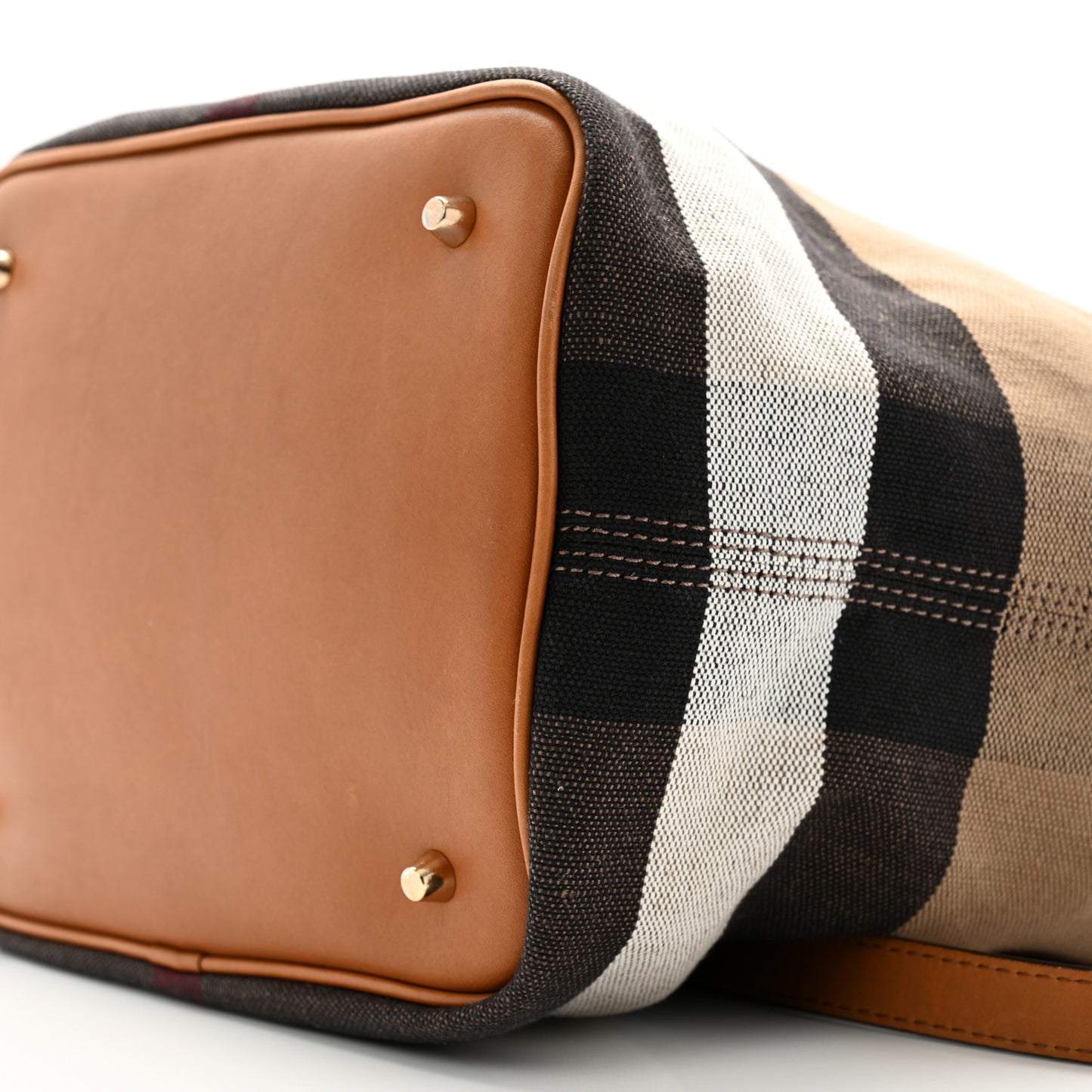 Grainy Calfskin Canvas Mega Check Medium Ashby Tassel Hobo Saddle Brown