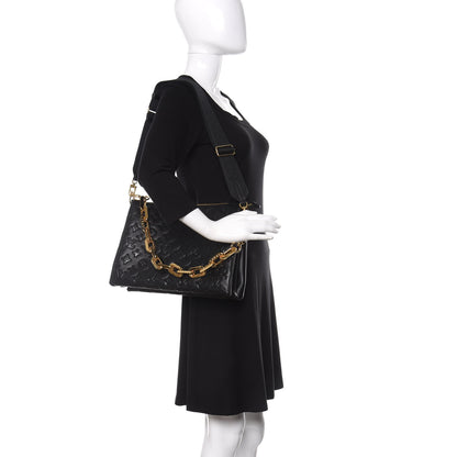 Louis Vuitton Lambskin Embossed Monogram Coussin MM Black 2 of 11