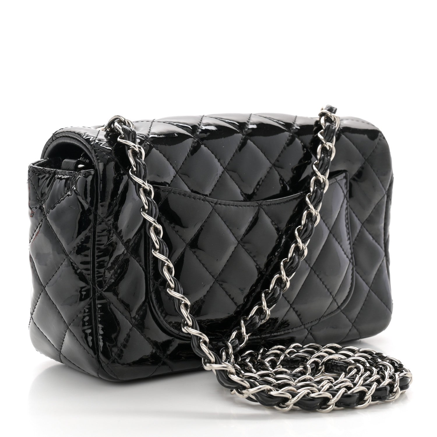 Chanel Patent Calfskin Quilted Mini Rectangular Flap Black 3 of 9