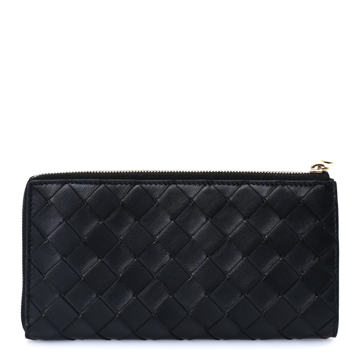 Nappa Intrecciato Zip Around Wallet Black