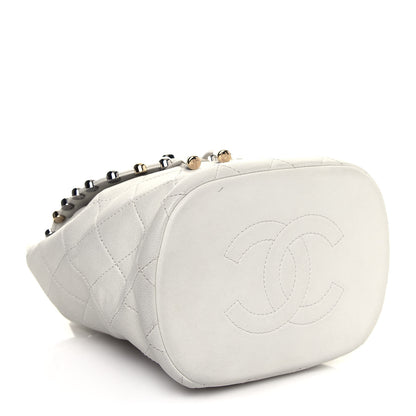 Chanel Lambskin Quilted Metallic Bubble Backpack White 3 of 14