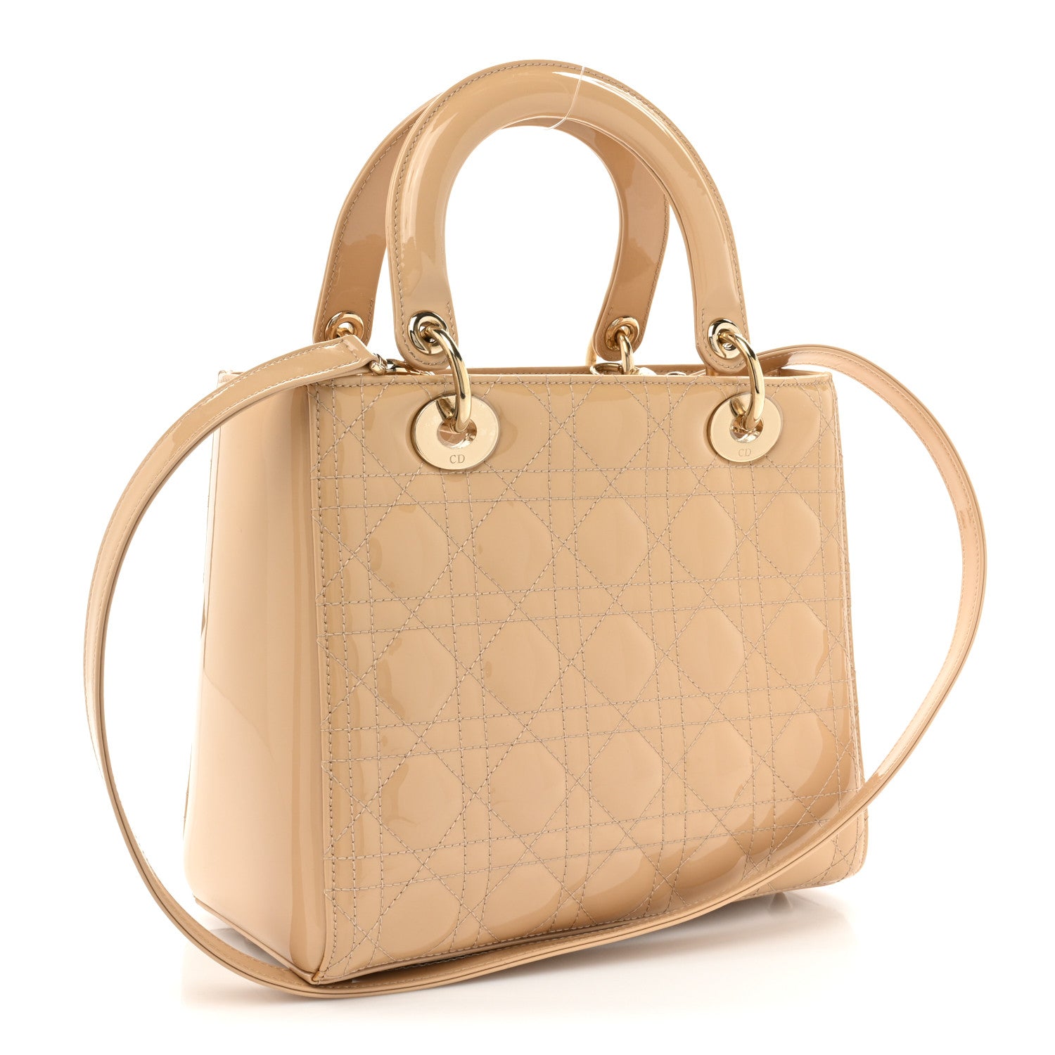 Christian Dior Patent Cannage Medium Lady Dior Beige 3 of 15