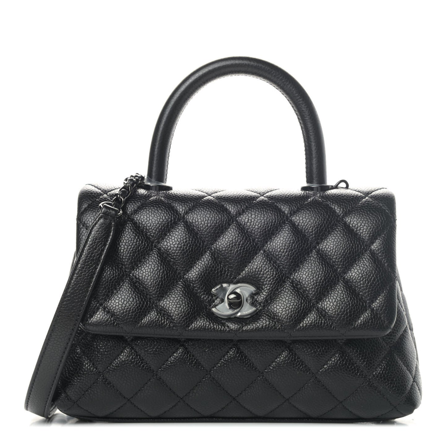 Caviar Quilted Mini Coco Handle Flap So Black